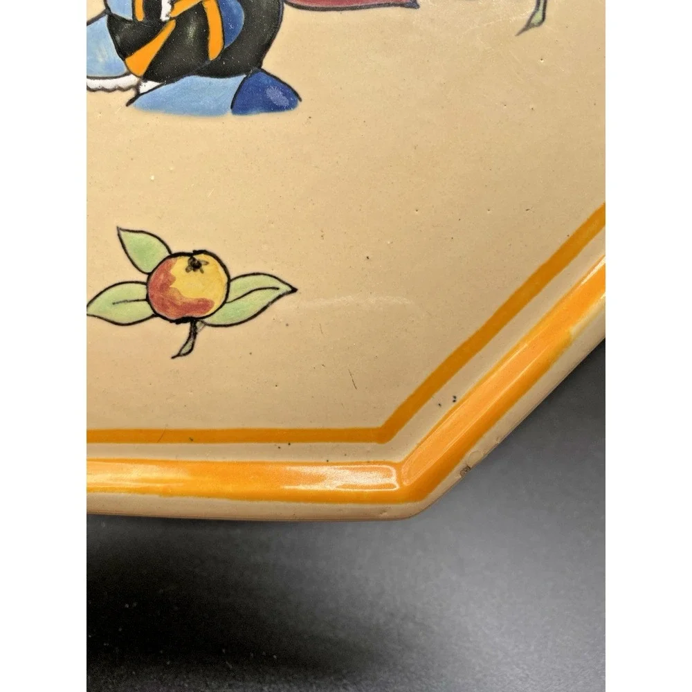 Henriot Quimper Soleil Yellow C. Maillard Octagonal Trivet Bretonne Woman Child
